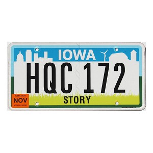 2021 Iowa License Plate #HQC172