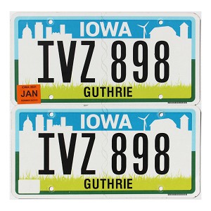 2021 Iowa License Plates Pair #IVZ898