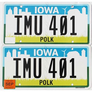 2021 Iowa License Plates Pair #IMU401
