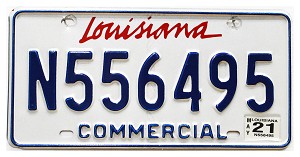 2021 Louisiana Commercial License Plate #N556495