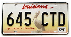 2021 Louisiana Pelican License Plate #645CTD
