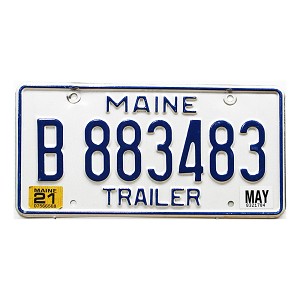 2021 Maine Trailer License Plate #B883483