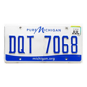 2021 Michigan License Plate #DQT7068
