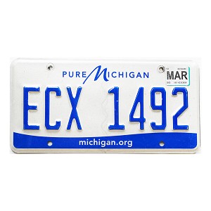 2021 Michigan License Plate #ECX1492
