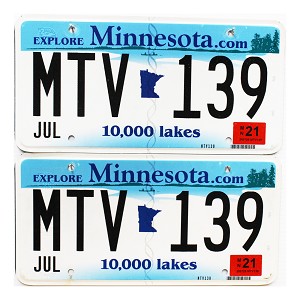 2021 Minnesota License Plates Pair #MTV139