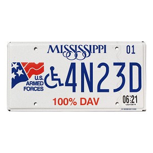 2021 Mississippi Veteran Disabled License Plate #4N23D