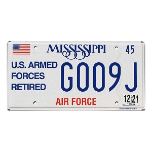 2021 Mississippi Veteran License Plate #G009J