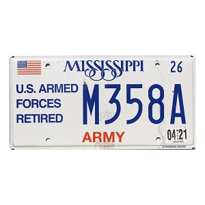 2021 Mississippi Veteran License Plate #M358A
