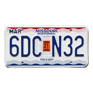 2021 Missouri License Plate #6DCN32