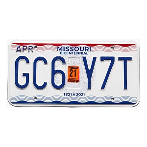 2021 Missouri License Plate #GC6Y7T