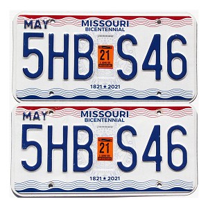 2021 Missouri License Plates Pair #5HBS46