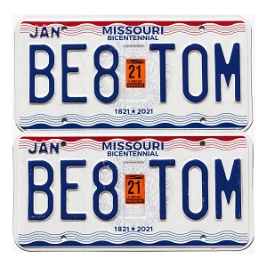 2021 Missouri License Plates Pair #BE8T0M