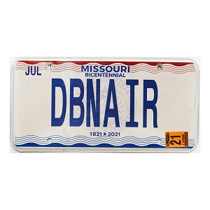 2021 Missouri Vanity License Plate #DBNAIR