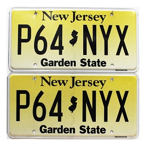 2021 New Jersey License Plates Pair #P64NYX