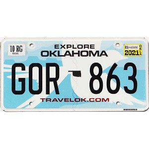 2021 Oklahoma License Plate #GOR863