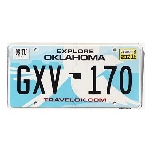 2021 Oklahoma License Plate #GXV170