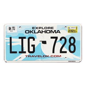 2021 Oklahoma License Plate #LIG728