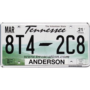 2021 Tennessee License Plate #8T42C8