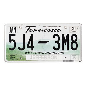 2021 Tennessee License Plate #5J43M8