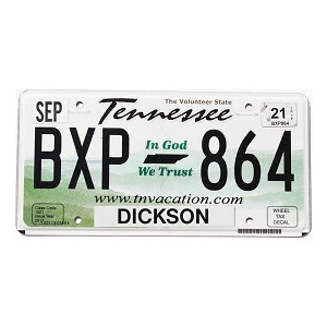 2021 Tennessee License Plate #BXP864