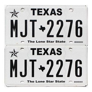 2021 Texas License Plates Pair #MJT2276