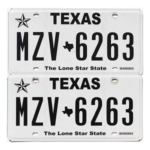 2021 Texas License Plates Pair #MZV6263
