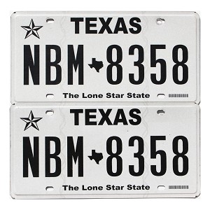 2021 Texas License Plates Pair #NBM8358