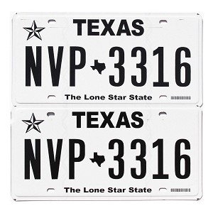 2021 Texas License Plates Pair #NVP3316