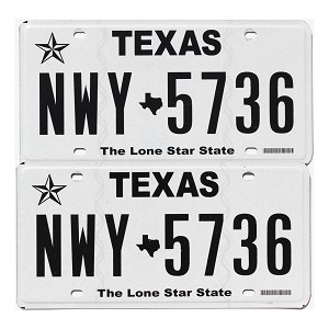 2021 Texas License Plates Pair #NWY5736