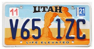 2021 Utah Arch License Plate #V651ZC