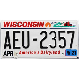 2021 Wisconsin License Plate #AEU2357