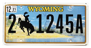 2021 Wyoming License Plate #21245A