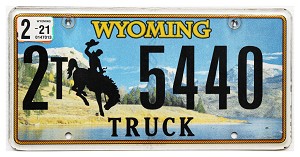 2021 Wyoming Truck License Plate #25440