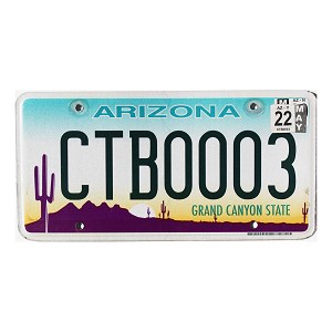 2022 Arizona License Plate #CTB0003