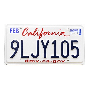 2022 California Fleet License Plate #9LJY105