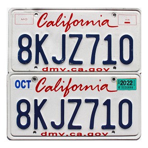 2022 California License Plates Pair #8KJZ710