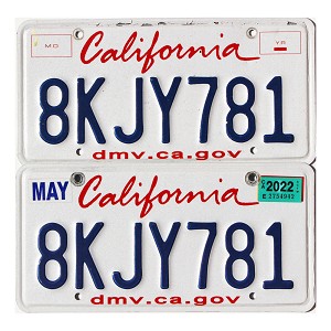 2022 California License Plates Pair #8KJY781