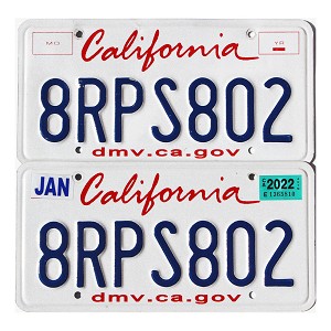 2022 California License Plates Pair #8RPS802