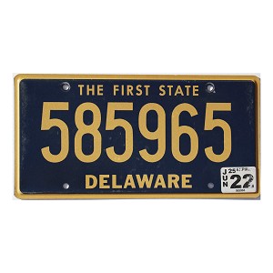 2022 Delaware License Plate #585965