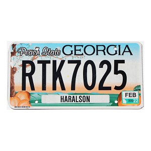 2022 Georgia License Plate #RTK7025
