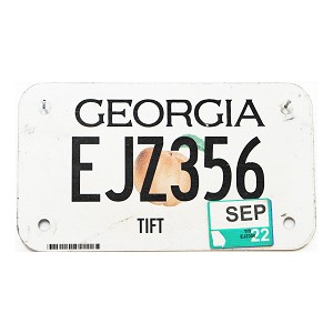 2022 Georgia Motorcycle License Plate #EJZ356