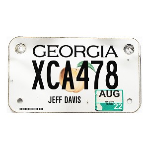 2022 Georgia Motorcycle License Plate #XCA478