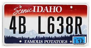 2022 Idaho License Plate #4BL638R