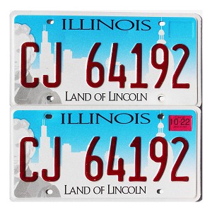 2022 Illinois License Plates Pair #CJ64192