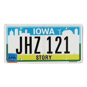 2022 Iowa License Plate #JHZ121