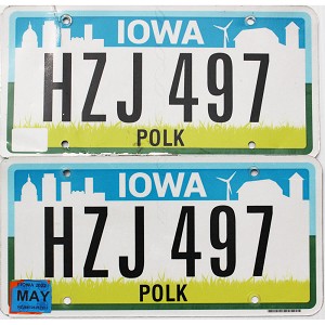 2022 Iowa License Plates Pair #HZJ497