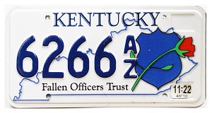 2022 Kentucky Fallen Officers License Plate #6266AZ