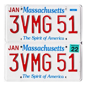 2022 Massachusetts License Plates Pair #3VMG51