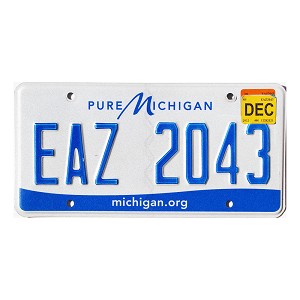 2022 Michigan License Plate #EAZ2043