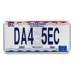 2022 Missouri Drive Away License Plate #DA45EC
